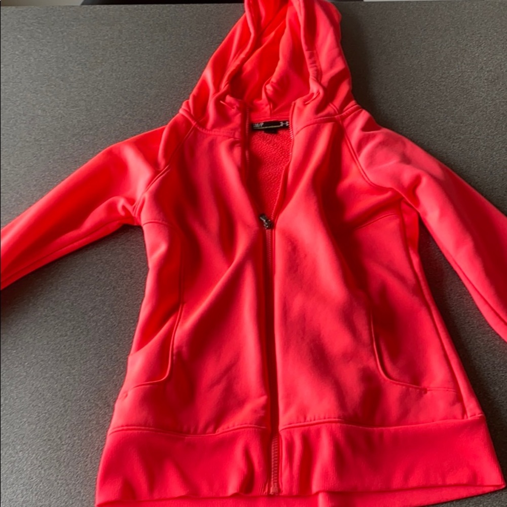 Under Armour neon pink zip up hoodie